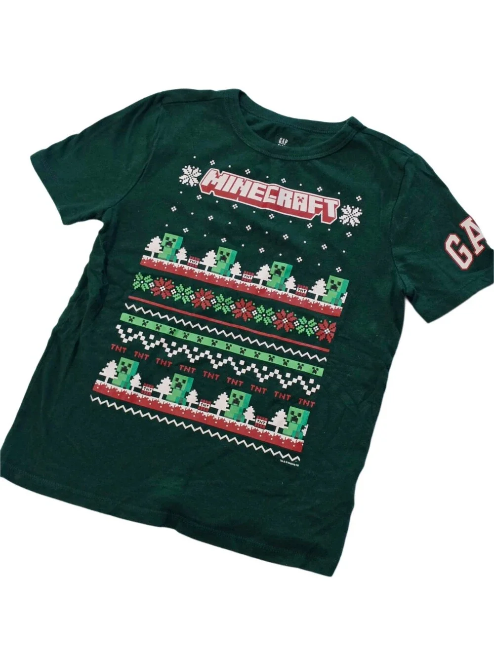 Gap Kids Christmas Minecraft Graphic T-Shirt sz Small